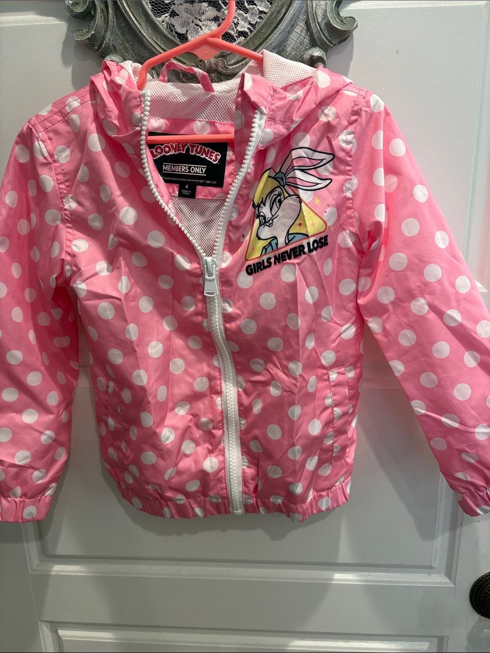 Members Only Pink Polka Dot Looney Tunes Bugs Bunny Jacket